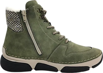 Imagen del producto de Zapatos de mujer Rieker, botas, zapatos de cordones, botines de cordones, color verde, para uso diario