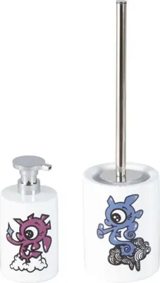 Produktbild von 2tlg Set Bad Accessoires WC Bürste Seifenspender Cavalino Keramik