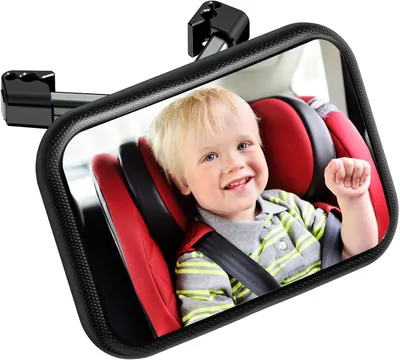Obrázek produktu pro Zrcátko do auta pro děti, 360°, černé a šedé, univerzální dětské zrcátko do zadní části sedadla