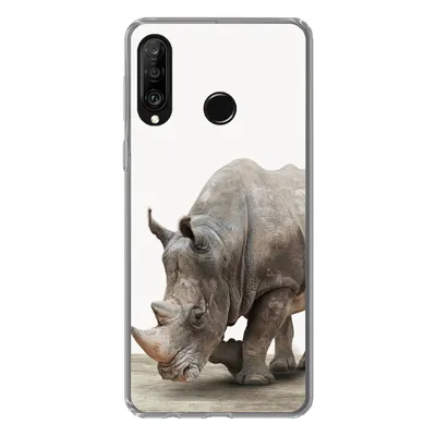 Produktbild von MuchoWow® Handyhülle Schutzhülle Hülle für Huawei P30 Lite Nashorn - Jungen - Wildtiere - Kinder - Mädchen - Tiere Silikon Softcase Handy Hülle - Handyhülle