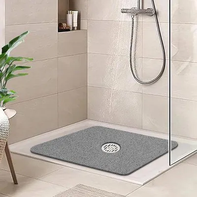 Image de Tapis de douche antidérapant gris, souple, 60 x 60 cm, en PVC
