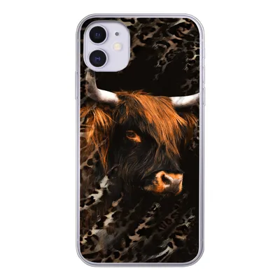 Produktbild von MuchoWow® Handyhülle Schutzhülle Hülle für iPhone 11 Schottischer Highlander - Pantherdruck - Schwarz Silikon Softcase Handy Hülle - Handytasche