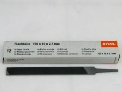 A Stihl file is shown next to its packaging.