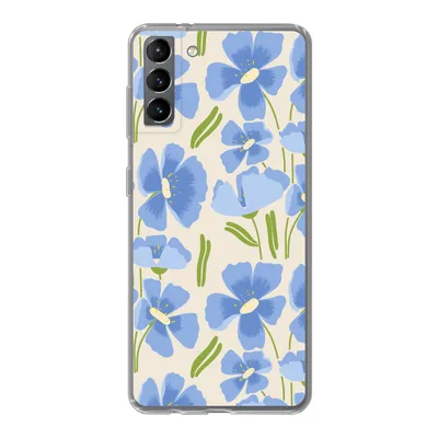 Produktbild von MuchoWow® Handyhülle Schutzhülle Hülle für Samsung Galaxy S21 Plus Blume - Blau - Muster Silikon Softcase Handy Hülle - Handy-Tasche