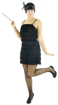 Produktbild von 20er Jahre Damen Kleid Charleston Kostüm, schwarz, Größe:S