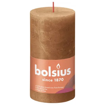 Produktbild von Bolsius Rustikale Stumpenkerzen Shine 4 Stk. 130x68 mm Gewürzbraun