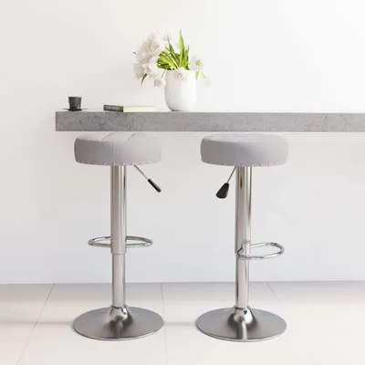 Immagine prodotto di The Living Store Sgabello da bar 2 pezzi. Tessuto grigio