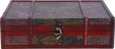 Produktbild von Dekorative Schatztruhe - Vintage Holz-Aufbewahrungsbox Multifunktional für Schmuck Bücher Karten Sammlung Geschenke Goldene Trauben