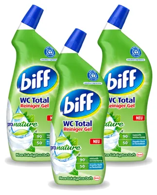 Produktbild von 3 x Biff WC Total Gel ProNature - Minze & Eukalyptus - 750 ml - Vorteilspackung - 3 Stücke