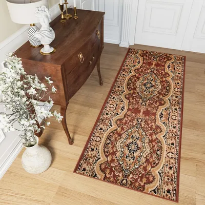 Produktbild von Teppich Läufer Flur Design Wohnzimmer Schlafzimmer Kurzflor Modern Braun Beige 100 x 370