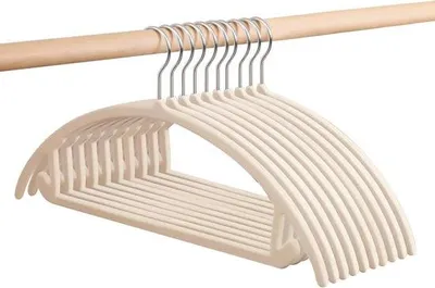 Productafbeelding van Kleerhangers - Kledinghangers - Kleding Opbergen - 360 graden draaibaar - 10 stuks - Beige