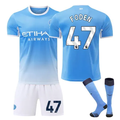 Immagine prodotto di #47 FODEN Maglia da calcio del Manchester City per le partite in casa della stagione 26-27, per bambini e adulti. TAGLIA:26