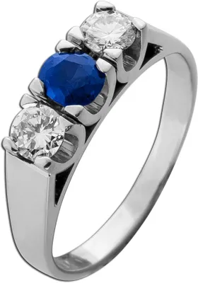 Produktbild von Saphir Ring Weißgold 750 18K blauer Saphir Brillanten 0.40ct Antikschmuck 16