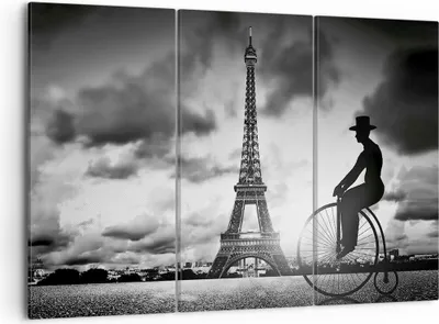 Produktbild von Bild auf Leinwand - Leinwandbild - 3 Teile - Paris Gentleman Fahrrad - 105x70cm - Wand Bild - Wanddeko - Wandbilder - Leinwanddruck - Bilder - Wanddekoration - Leinwand bilder - CE105x70-4204