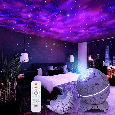 Produktbild von MODFU Sternenhimmel Projektoren Dinosaurier–Weißes Crackle-Design, Wasserwellen-Effekt, LED-Galaxie-Projektion für Schlafzimmer, Kinderzimmer