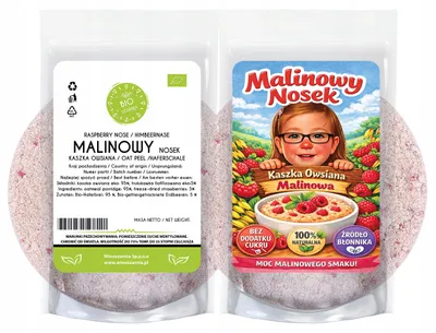 Produktbild von Malinowy Nosek  – Haferbrei mit gefriergetrockneten Himbeeren