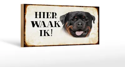Produktbild von Holzschild Spruch 27x10cm holländisch Hier Waak ik Rottweiler