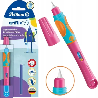 Produktbild von Pelikan griffix® Füller für Rechtshänder, Lovely Pink, Pink, Kartuschenfüllsystem, Blau, Kunststoff, Edelstahl, Rechtshändig