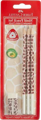 Image de Crayon à craie Girafe - Crayon avec gomme - Pour dessiner et écrire - Poignée triangulaire - Lot de 3 - Jaune