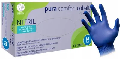 Obrázok produktu pre AMPri PuraComfort, nitrilové rukavice, farba kobaltová modrá, veľkosť M, 100 kusov.