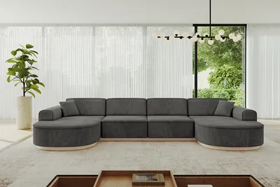 Produktbild von ALTDECOR Ecksofa in U-Form MARI-U2-v1 - 388x171x83 cm Dunkelgrau - Corner Sofa Bett Eckcouch Couch L-Form Wohnlandschaft Cauchsofa