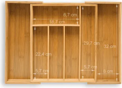 Produktbild von Besteckkasten Bambus 48 cm ausziehbar