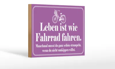 Produktbild von Holzschild Spruch 18x12cm Leben ist wie Fahrrad fahren
