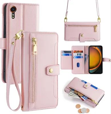 Immagine prodotto di Catena portacellulare Samsung con tracolla Custodia per cellulare slot per schede Borsa a tracolla in Finto cuoio Galaxy Xcover 7 Rosa