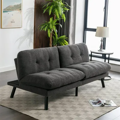 Produktbild von Schlafsofa Emela, 2-Sitzer, Grau, 183x87x82 cm (BxTxH), Metallgestell