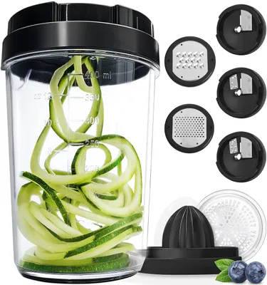 Produktbild von Spiralschneider Gemüse mit Behälter - Gemüseschneider Spaghetti Gemüsehobel - Gemüsehobel für Gemüsespaghetti, Zucchini Karotte Gurke Kürbis Kartoffel (8-in-1)