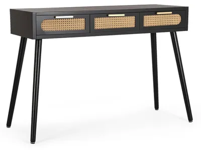 Immagine prodotto di Consolle moderna con inserti in rattan nero 110x40x78 Josine YES