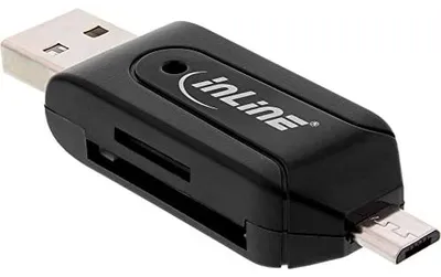 Imagen del producto de Lector de tarjetas dual InLine® 66779 para tarjetas SD y microSD, compatible con Android (OTG) y PC