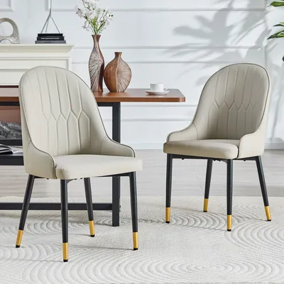Productafbeelding van okwish 2 stuks eetkamerstoelen met rugleuning, gestoffeerde stoelen met een zeer elastische zitting, ergonomisch ontwerp, warme grijstint