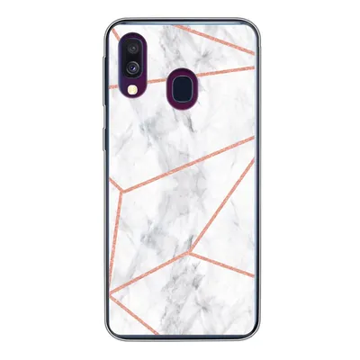 Produktbild von MuchoWow® Handyhülle Schutzhülle Hülle für Samsung Galaxy A40 Marmor - Roségold - Weiß Silikon Softcase Handy Hülle - Handy-Tasche