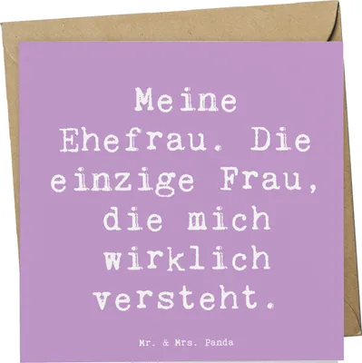 Produktbild von Mr. & Mrs. Panda Grußkarte Spruch Ehefrau Verständnis - Lavendeltraum - Geschenk, Glückwunschkarte, Partnerschaft, anlasskarte, Ehe, doppelkarte, Klappkarte, Liebe, für