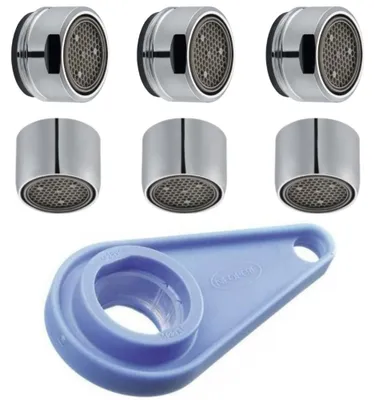 Immagine prodotto di Schläfer 10055110 | Aeratore Rubinetto Universale Girevole, Filtro in Acciaio Inox e ABS per Rubinetti M22/M24 con Chiave Multifunzione per Bagno e Cucina - 7 Pz.