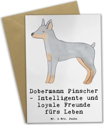 Produktbild von Mr. & Mrs. Panda babykarte Dobermann Pinscher Freund - Weiß - Geschenk, einladungskarten, Hunderassen Beschreibung, Grußkarten, Hund, intelligente Hunde, osterkarte