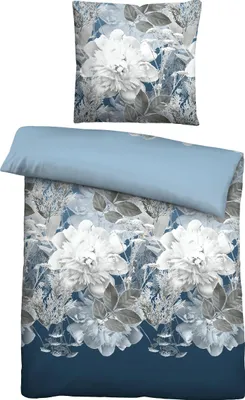Produktbild von Traumhaft schlafen - Castell - Markenbettwäsche Thermo-Fleece Bettwäsche 0360442 BLUME GROß color: eisblau, size: 1x 155x220 cm + 1x 80x80 cm