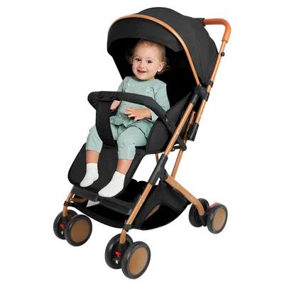 Produktbild von Buggy Kinderwagen zusammenklappbar verstellbare Rückenlehne 0-3 Jahre mit Sonnenschirm Schwarz