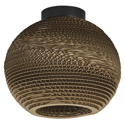 Image de LEDVANCE Plafonnier Decor Cardboard Ball marron en carton ondulé, léger, E27, 260 mm de diamètre, abat-jour en matériau recyclé, durable grâce à la source lumineuse interchangeable, montage facile