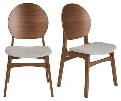 Produktbild von Miliboo - Skandinavische Stühle aus dunklem Holz und hellgrauem Stoff (2er Set) ELTON