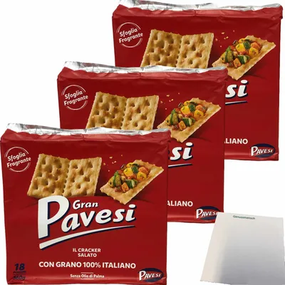 Produktbild von Gran Pavesi Kekse Salati Gesalzen 3er Pack (3x560g Packung) + usy Block