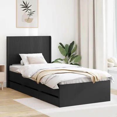 Productafbeelding van Maison Exclusive - Bedframe met opbergruimte en hoofdeinde, zwart, 100 x 200 cm