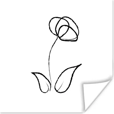 Produktbild von MuchoWow® Poster Strichzeichnung - Tulpen - Blume 50x50 cm - Wohnzimmerdekoration