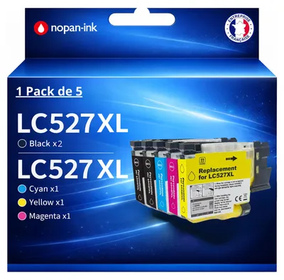 Image de Pack de 4 Cartouches compatible pour Brother LC527XL Noir et couleurs Nopan-ink