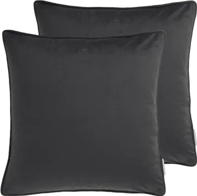 Image de TOM TAILOR Housse de coussin décoratif VELVET SIGNATURE Anthracite 45 x 45 cm