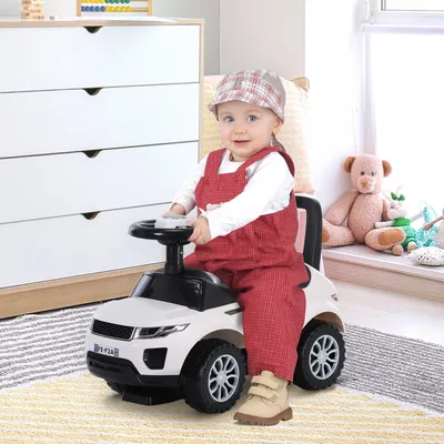 Produktbild von Sweiko Kinderfahrzeug Rutschauto Lauflernhilfe mit Hupe Stauraum PP Weiß 62 x 28 x 41,5 cm