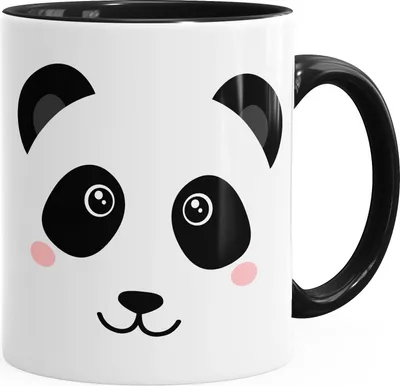 Produktbild von Kaffee-Tasse Panda Gesicht Pandabär Tiergesichter Teetasse Keramiktasse MoonWorks® schwarz unisize