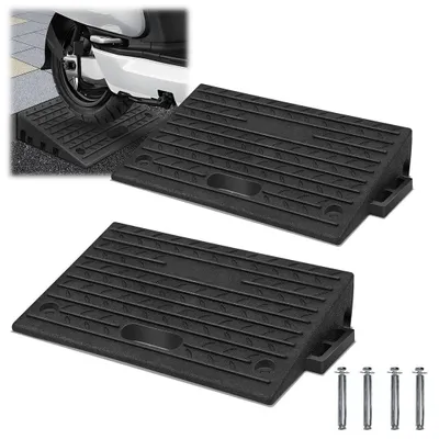 Produktbild von Ikodm 2x Auffahrrampe Bordsteinrampe Gummi mit Griff  Rampe Verladerampe Laderampe Set Paar Rollstuhlrampe