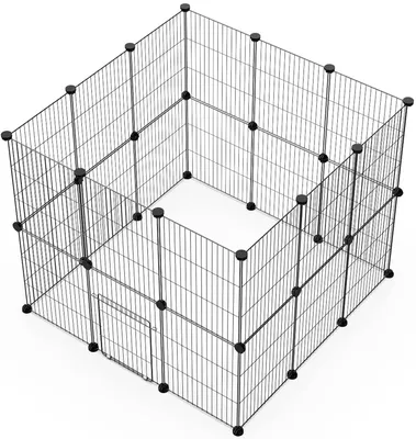 Image de Enclos pour petits animaux, cage de jeu avec porte, cage pour lapins et cochons d'Inde, cage de jeu pour chiots et chatons | Clôture grillagée portable pour l'intérieur et l'extérieur (30 x 38 cm, 24 pièces)